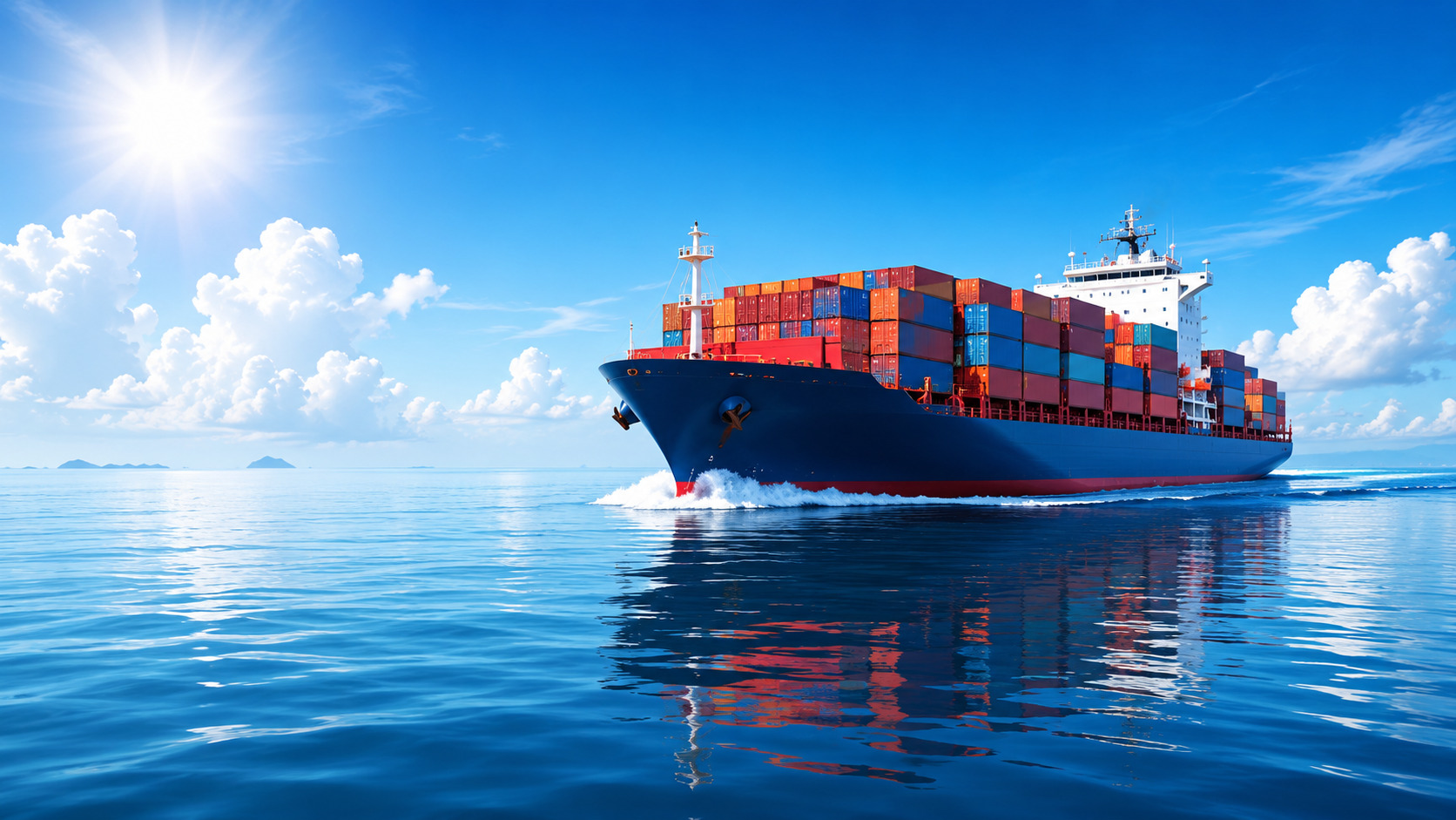 Container vessel under way at sea — SMEC marine electrical, automation and switchboard services